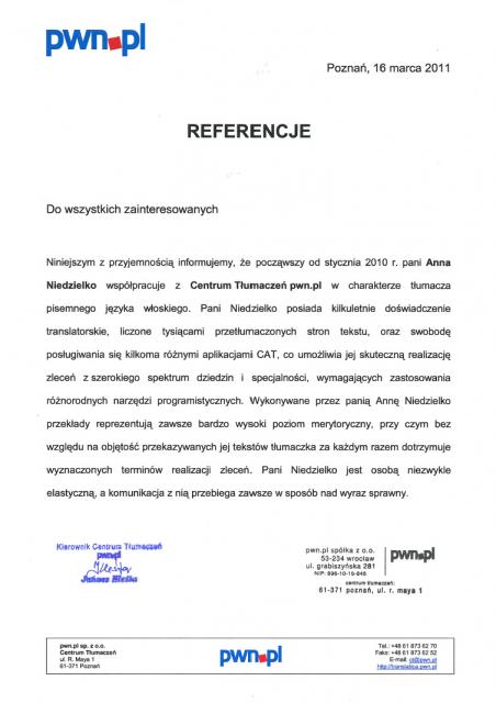 Referencje z pwn.pl